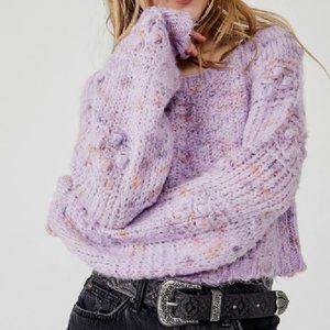 Free People Sunset Cloud Cropped Pullover in Violet Glow
